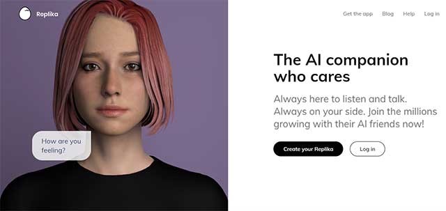 Replika là một ứng dụng nhắn tin với AI trên trình duyệt