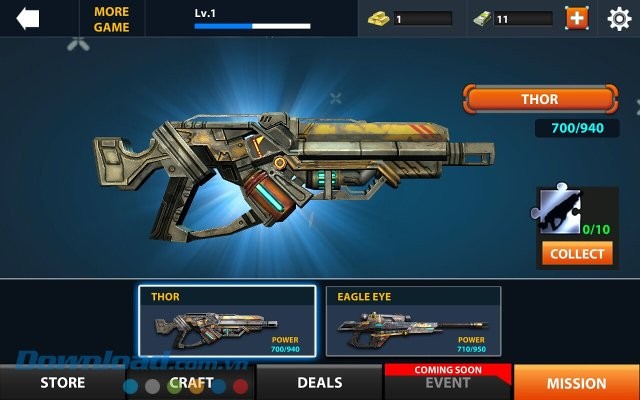 Nâng cấp vũ khí trong game Rescue: Strike Back