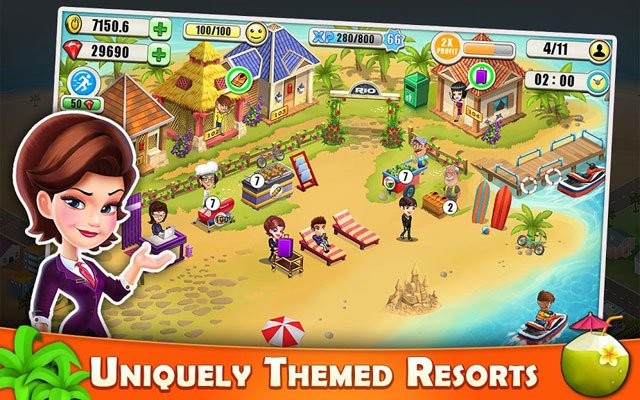 Resort Tycoon có nhiều khu nghỉ dưỡng được thiết kế độc đáo