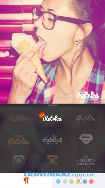 Thay đổi kiểu chữ với Retrica