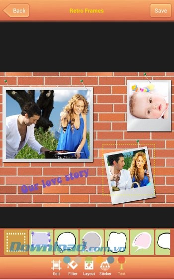 Retro Frames cho phép thêm nhiều ảnh vào một khung