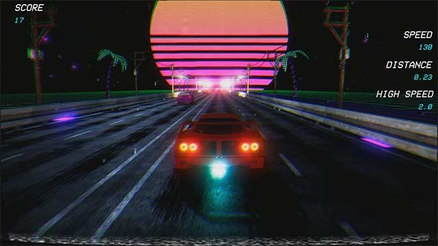 Lái các siêu xe thập niên 80 trong game đua xe phong cách cổ điển Retrowave