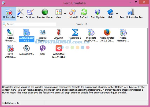 Giao diện của Revo Uninstaller
