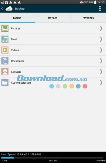 Giao diện ứng dụng Right Backup Anywhere