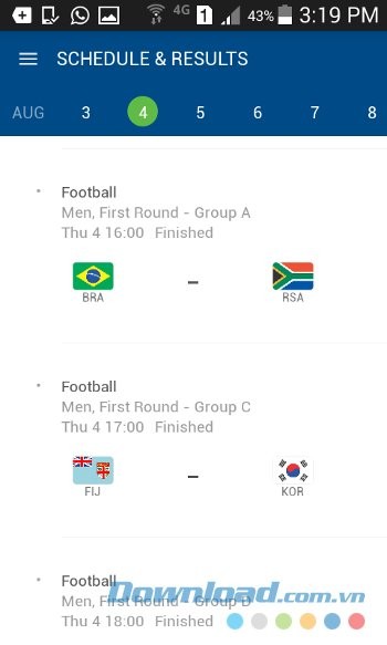 Lịch thi đấu được cập nhật liên tục
