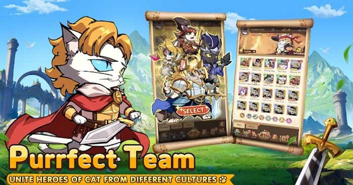 Thành lập đội chiến binh mèo mạnh mẽ trong game Rise of Kittens: Idle RPG