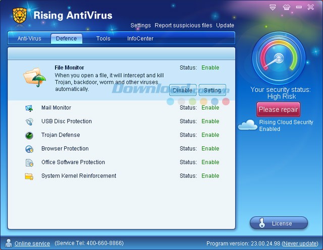 Tính năng của Rising Antivirus
