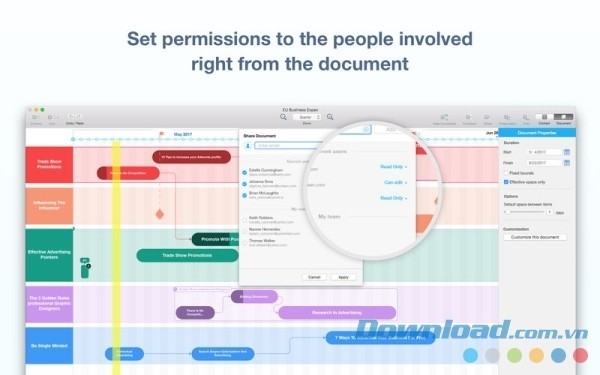 Roadmap Planner cho Mac hỗ trợ phân quyền truy cập tài liệu