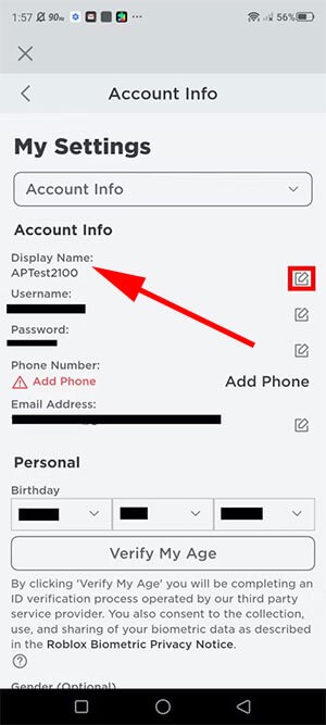 Cách đổi tên hiển thị trong Roblox