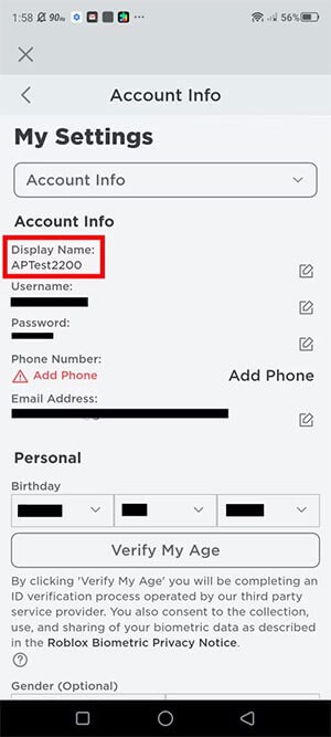 Cách đổi tên hiển thị trong Roblox