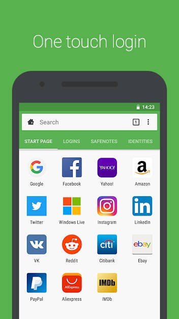 RoboForm cho Android đăng nhập bằng một chạm