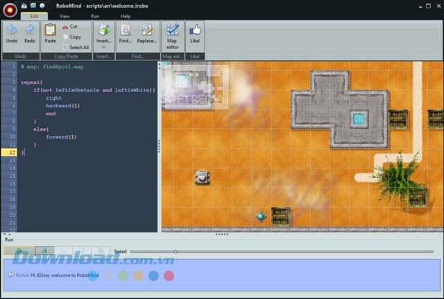 Giao diện chính của phần mềm RoboMind