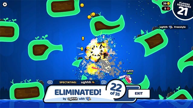 Nỗ lực sống sót trên đấu trường sinh tồn sôi động của Rocket Bot Royale game