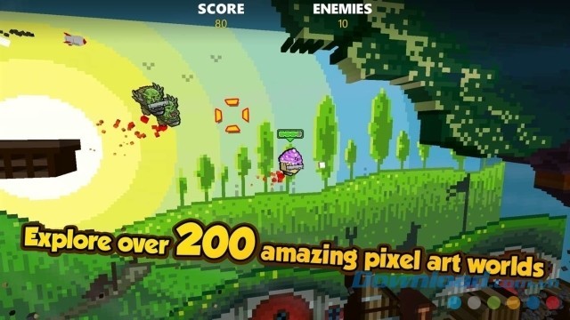 Khám phá hơn 200 thế giới có đồ họa điểm ảnh ngoạn mục trong game bắn súng Rocket Riot