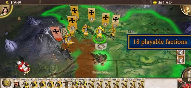 Rome: Total War - Barbarian Invasion bao gồm 18 bang phái khác nhau