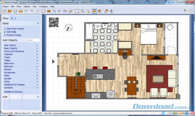Giao diện của Room Arranger