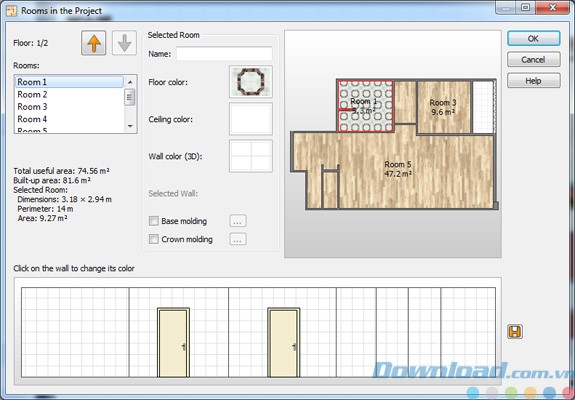 Công cụ đo lường của Room Arranger