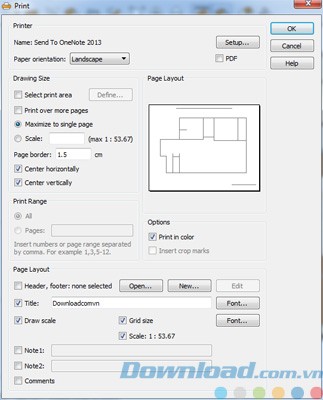 Các tùy chọn in thiết kế