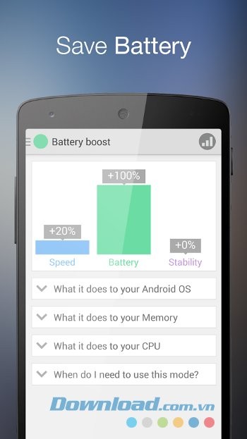 Tính năng tiết kiệm pin của Root Booster