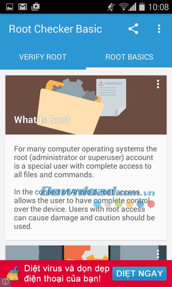 Root Checker cung cấp các hướng dẫn cụ thể