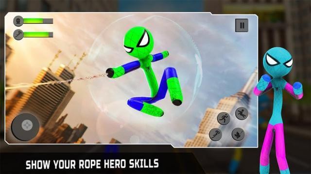 Bạn trở thành anh hùng người nhện trong game Rope Hero