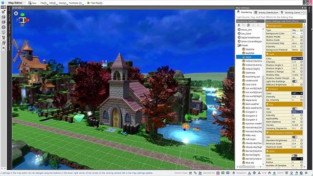 Sử dụng Map Editor để tạo cảnh quan, sắp xếp các đối tượng tùy ý trong môi trường game