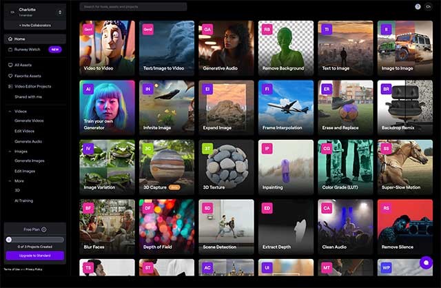 Runway còn cung cấp các công cụ để chỉnh sửa và nâng cấp video