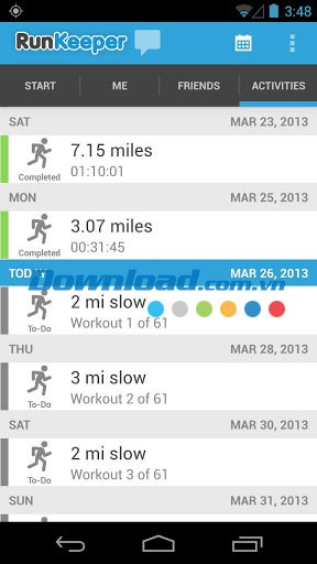 Thông số chi tiết trong RunKeeper for Android