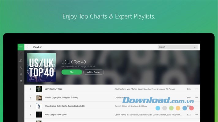 Mở Top Charts để nghe các bài nhạc được nhiều người yêu thích nhất với Saavn