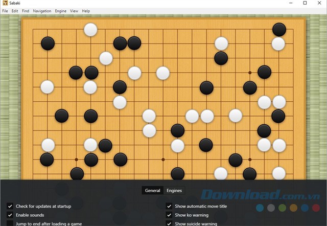 Sử dụng một số tùy chọn của phần mềm Sabaki để tùy chỉnh theo ý muốn