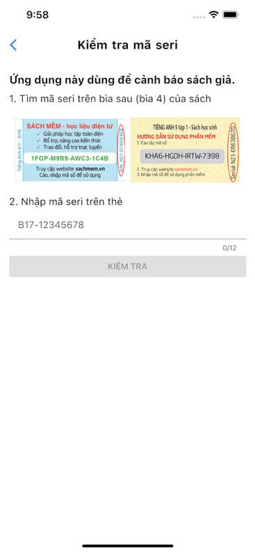 Kiểm tra mã seri của sách