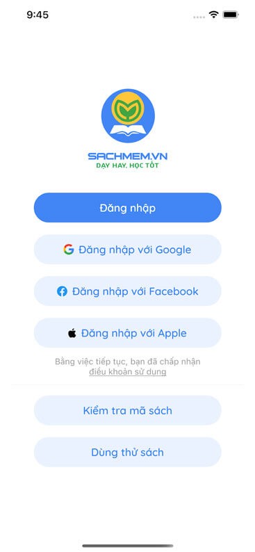 Giao diện đăng nhập Sách Mềm