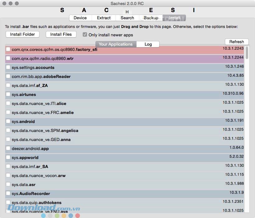 Quản lý danh sách firmware trên Blackberry