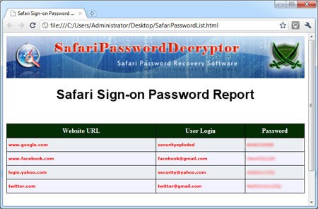 Safari Password Decryptor