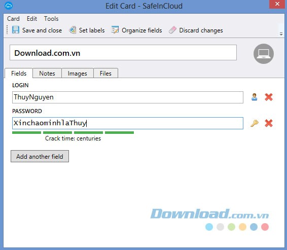 Thêm thông tin card trong phần mềm
