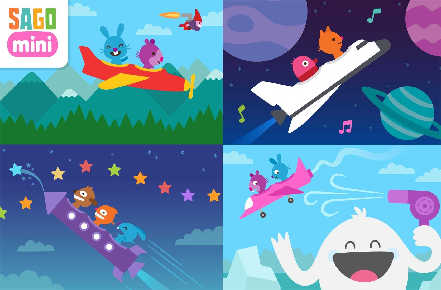 Sago Mini Planes cho iOS có đồ họa hoạt hình dễ thương