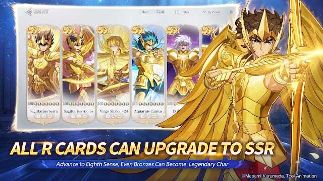 Ngay cả những thẻ Saint hạng R, dù là đồng hay bạc, đều có thể được nâng cấp lên thẻ SSR