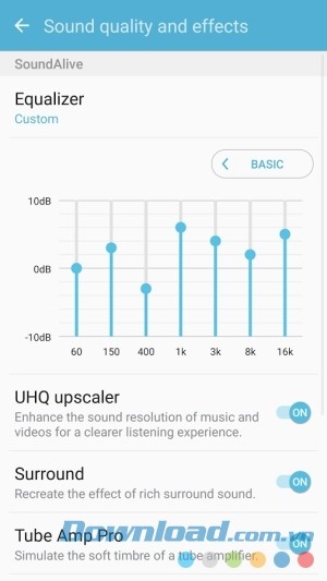 Samsung Music cho Android cân bằng âm thanh