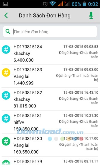 Danh sách đơn hàng