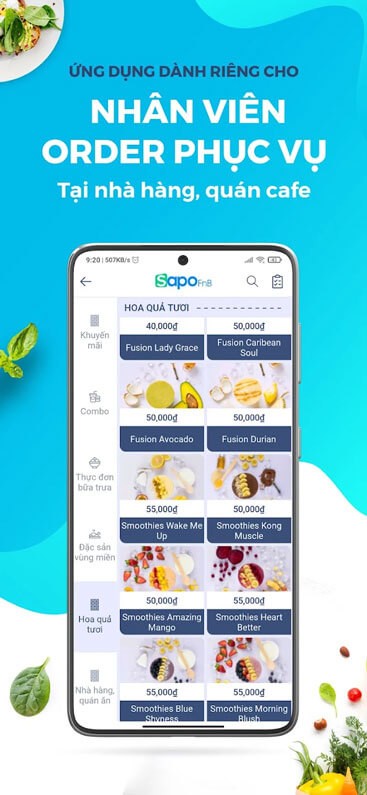 Ứng dụng dành cho nhân viên phục vụ
