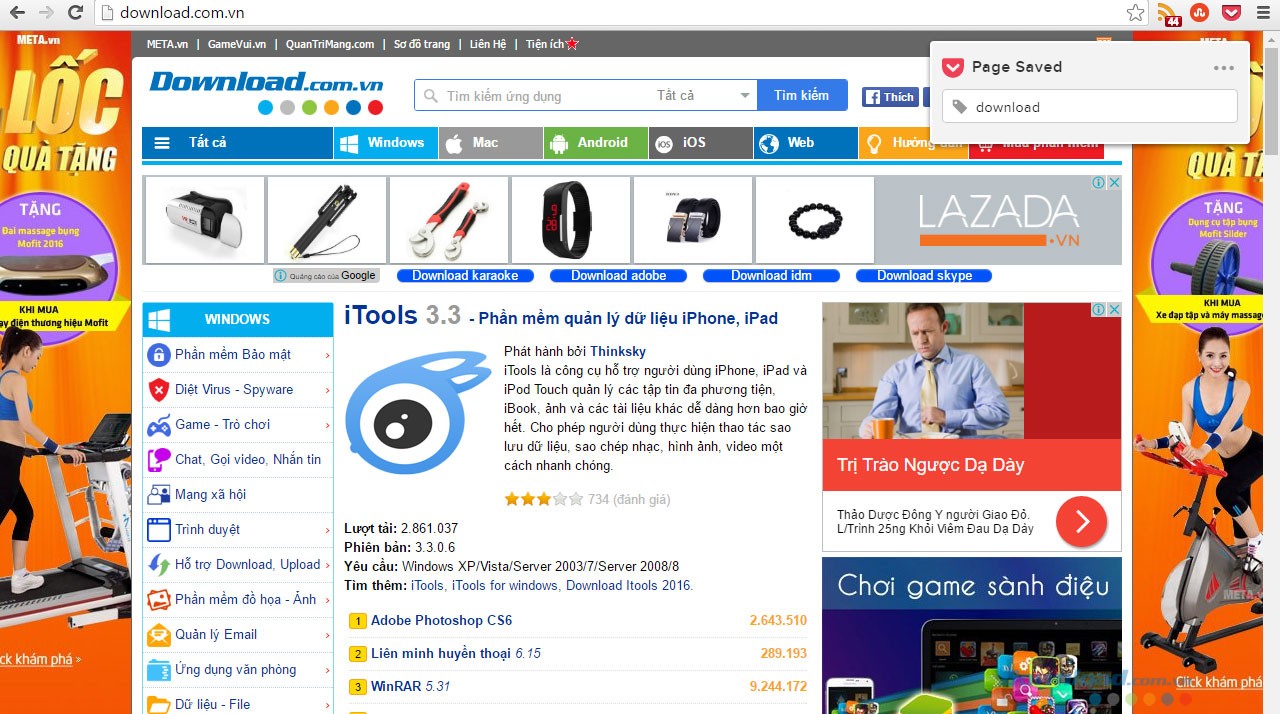 Giao diện Save to Pocket trên trình duyệt