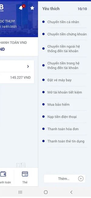 Dịch vụ tại SCB Mobile Banking