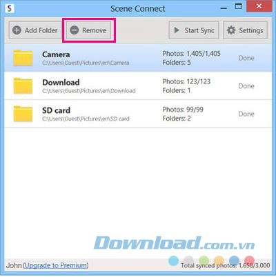Xóa thư mục được đồng bộ