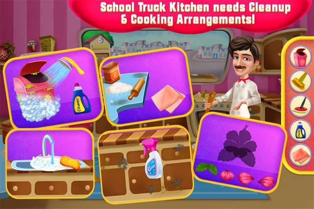 Xe tải đồ ăn đang cần người chơi dọn dẹp sạch sẽ và sắp xếp gọn gàng