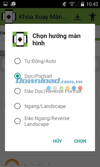Các hướng xoay màn hình trong Screen Rotation Controller cho Android