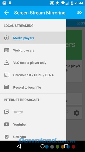 Menu ứng dụng Screen Stream Mirroring Free
