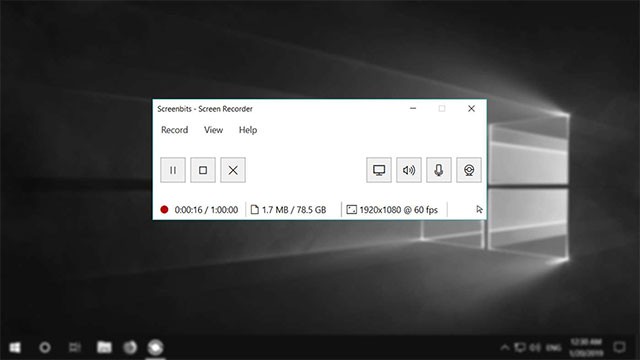 Phần mềm quay video màn hình cho Win 10 - Screenbits
