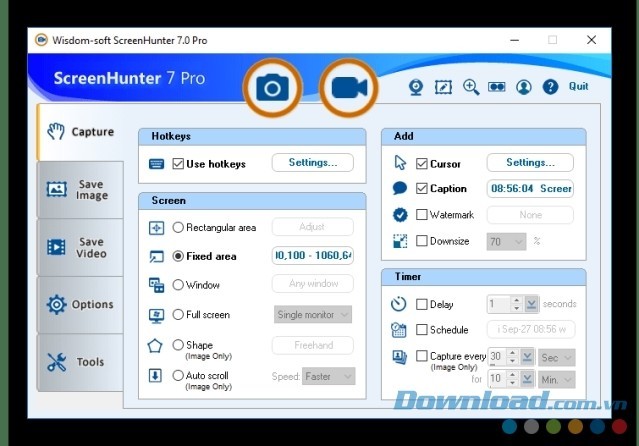 Giao diện ScreenHunter Pro 7