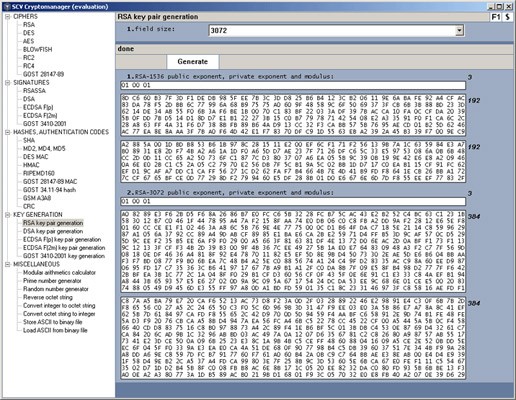 Tạo cặp khóa trong SCV Cryptomanager