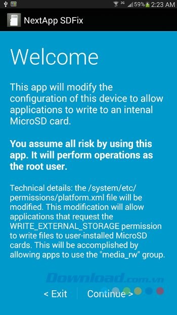 Giao diện ứng dụng SDFix: KitKat Writable MicroSD